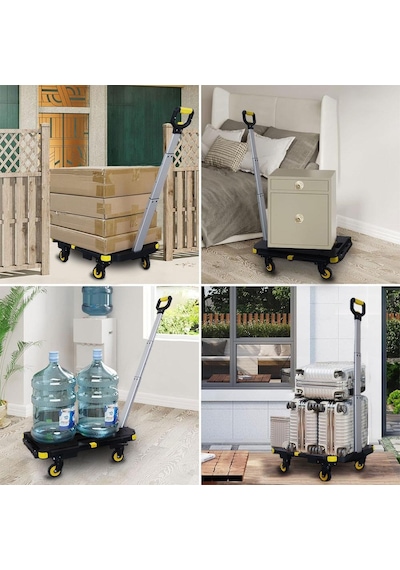 Stanley Pc532b 137kg 62x45cm Dört Tekerli Çekme Kollu Yük Ve Paket Taşıma Arabası + Ft505 25kg Katlanır Çok Amaçlı Taşıma Sepeti