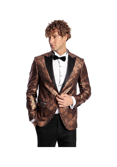 Desenli Slim Fit Kahverengi Erkek Smokin Ceket - Wessi Kahverengi Desenli Slim Fit Kahverengi Erkek Smokin Ceket - Wessi Kahverengi