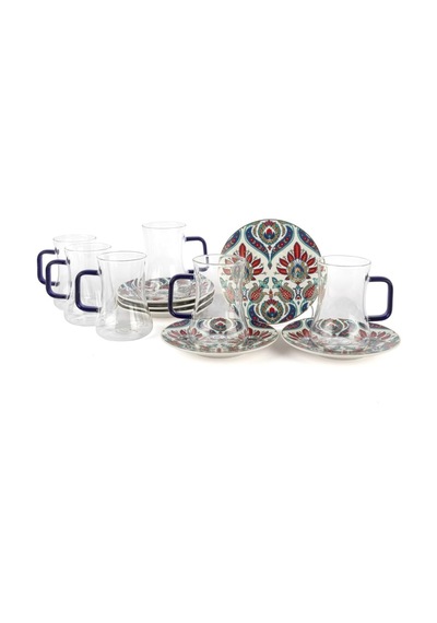 Royal Ikat 6'li Çay Seti 180ml Cam Bardak Ve Tabak Diğer