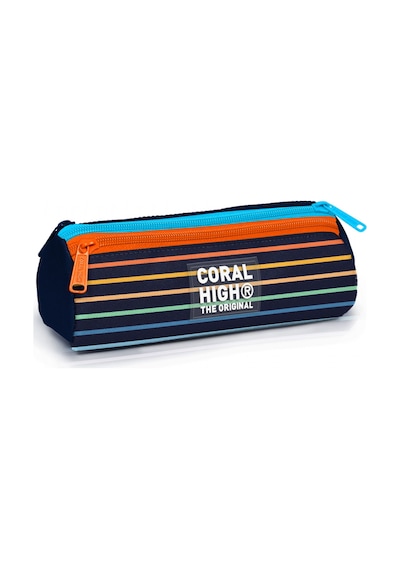 Coral High Erkek Çocuk Çok Renkli Çizgi Desenli Üç Gözlü Okul Kalem Çantası 31031