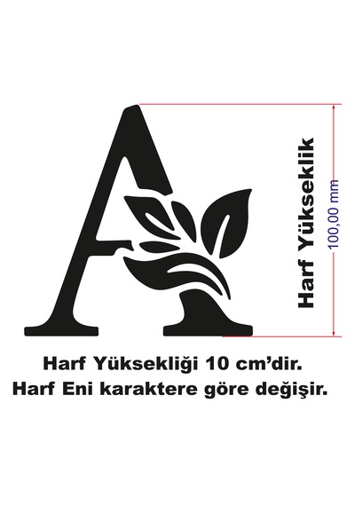 Stencil Harf Boyama Şablonu X044 Harf Yüksekliği 10 Cm