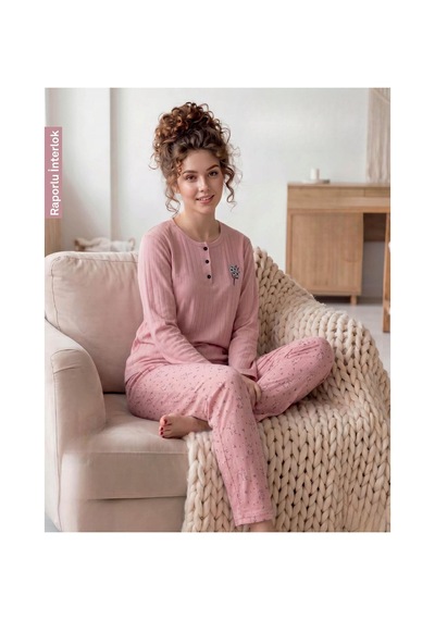 Boyraz Lindros Kadın Düğme Yaka Raporlu İnterlok Kışlık Pijama Takımı 02739 - 1 Adet Pudra Boyraz Lindros Kadın Düğme Yaka Raporlu İnterlok Kışlık Pijama Takımı 02739 - 1 Adet Pudra