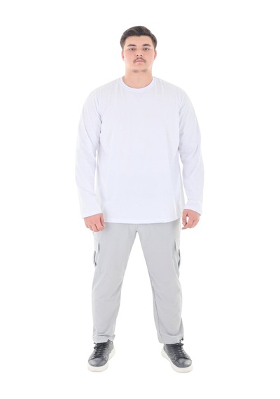 Erkek 115-155 Kilo Arası İçin Uygun Uzun Kol Bisiklet Yaka Mevsimlik Düz Renk İnce Sweatshirt Beyaz Erkek 115-155 Kilo Arası İçin Uygun Uzun Kol Bisiklet Yaka Mevsimlik Düz Renk İnce Sweatshirt Beyaz