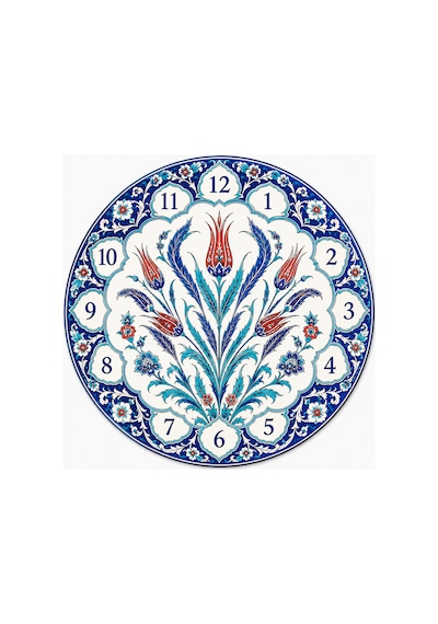 AA Shop Osmanlı İznik Çini Desenli Dekoratif Baskılı Ahşap Duvar Saati 45 Cm Sessiz Akar Mekanizma 885 Çoklu Renkli