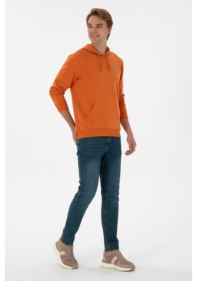 U.S. Polo Assn. Erkek Regular Fit Kapüşonlu Bakır Sweatshirt 50313718-VR182
