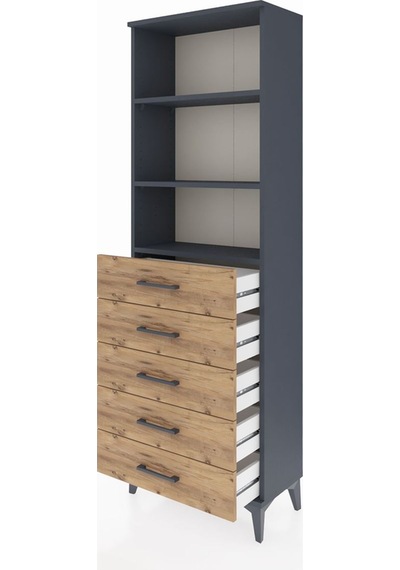 Arges Dolap 3 Raflı 5 Çekmeceli 60x30x182 Antrasit-çam Antrasit Arges Dolap 3 Raflı 5 Çekmeceli 60x30x182 Antrasit-çam Antrasit