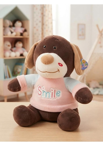 Uyku Ve Oyun Arkadaşım Peluş Smile Köpek Koyu Kahverengi 40cm