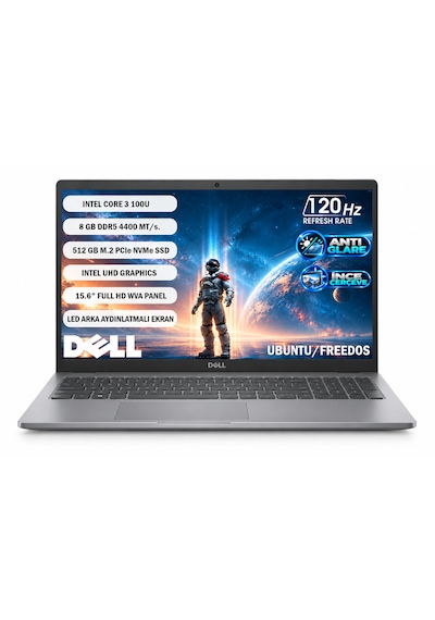 Dell Pro 15 Essential PV15250 Core 3-100U 8 GB 512 GB 15.6" Dos FHD Dizüstü Bilgisayar