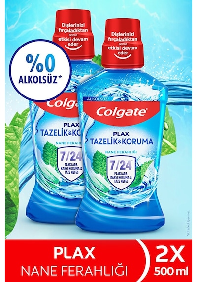 Colgate Plax Nane Ferahlığı Plağa Karşı Ağız Bakım Suyu 500 ml x 2 Adet
