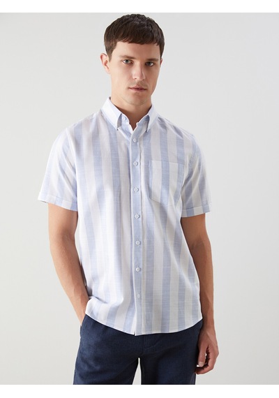 Lcwaıkıkı Classic Mavi Regular Fit Armürlü Cepli Erkek Gömlek