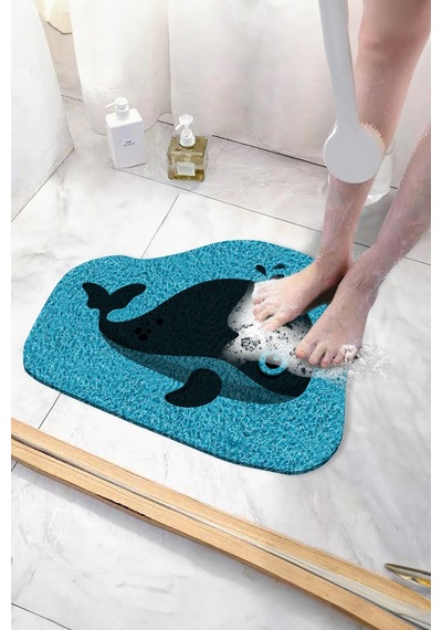 Balina Banyo Paspası Kaymaz Taban Yumuşak Esnek Paspas Islak Zemin Hijyenik Paspas 40x60 Cm Mavi