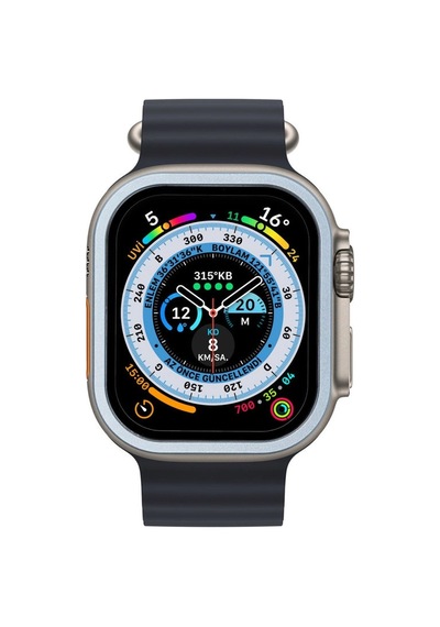 Apple Watch Ultra 49mm Alüminyum Kasa Cam Ekran Koruyucu - Mavi