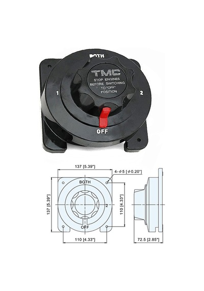 Marin 12 24V Sistemler Için 4 Pozisyonlu Akü Anahtar Şalteri