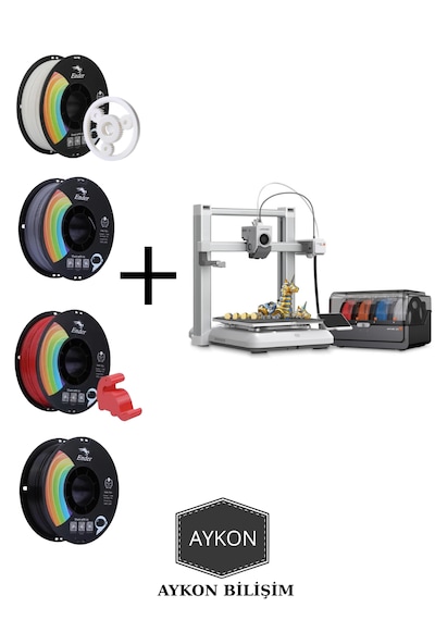 Anycubic Kobra 4 Combo + 4 Adet 1 Kg'lık Filament Siyah - Beyaz - Gri - Kırmızı