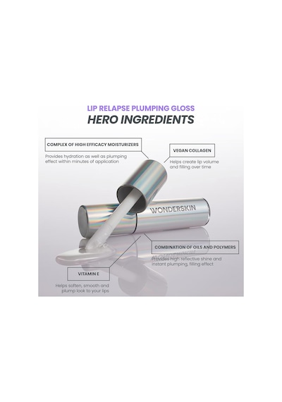 Wonderskin Lip Relapse Dolgunlaştırıcı Etki Şeffaf Dudak Parlatıcısı Clear 3.57ml Clear
