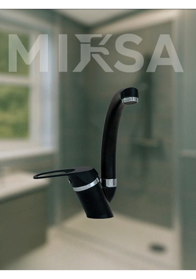 Siyah-krom Mix Kuğu Banyo Lavabo Bataryası, Musluğu, Çeşmesi Çift Su Girişli