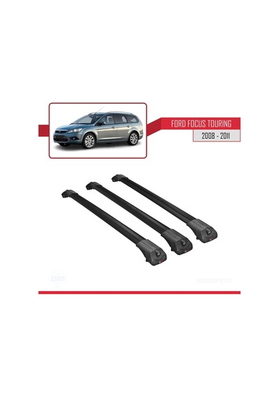 Ford Focus Tourıng 2008-2011 Arası İle Uyumlu Ace-1 Ara Atkı Tavan Barı Siyah 3 Adet Bar