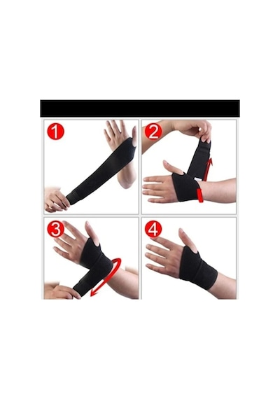 Başparmak Destekli Ayarlanabilir Bilek Bandajı - El Bilek Ateli Siyah Bandaj Fitness Spor2 Adet