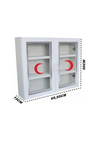Çelik Ayna Çift Kapaklı Büyük Ecza Dolabı Içi Dolu Full Paket 846