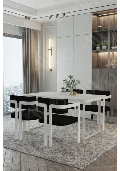 Avvio Mitra Metalayak Tokyo Demonte Sandalye 80x120 Yemek Masası Mutfak Masası 4 Kişilik Beyaz