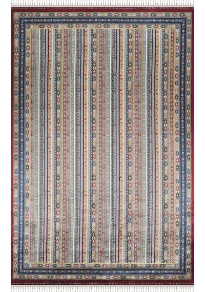 Apex Halı Bruj Bambu Viscon Halı 8741bu Bordo Renkli