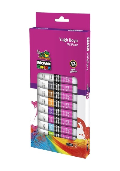 Yağlı Boya Seti 12 Renk 12 Ml 1 Paket Nova Color Yağlıboya 12 Li Seti Tüpte Canlı Renkler Çok Renkli