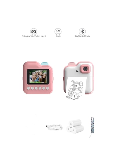 Dijital Video Kayıt Fotoğraf Çocuk Kamerası Anlık Termal Resim Kağıt Baskılı