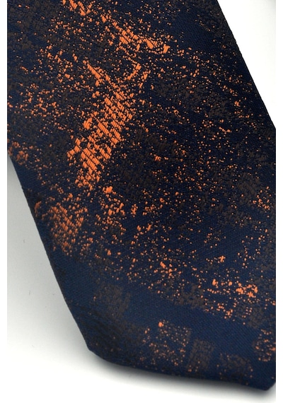 Gaffy Bej Kahverengi Desenli Lacivert Dokuma Kumaş Mendilli Slim Fit Kravat // Sdk-2608-6 Bej