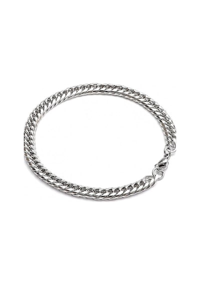 İnce Yassı Sık Zincirli Spor Erkek Çelik Zincir Bileklik 3mm 21cm Eck13b Gümüş