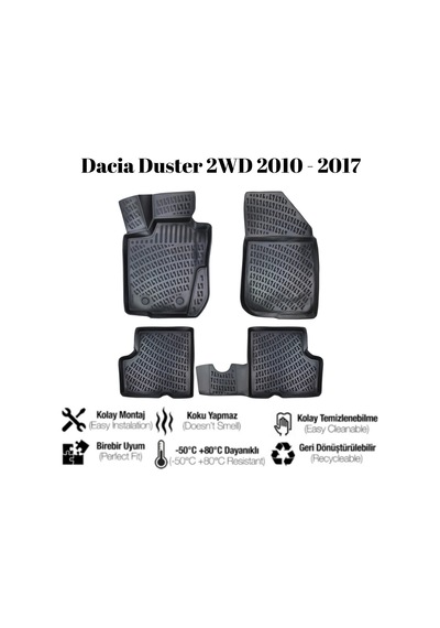 Dacia Duster 2009 2010 2011 2012 2013 2014 2015 2016 2017 İle Uyumlu Araca Özel 3d Havuzlu Paspas Takımı A+ Kalite 1 Adet