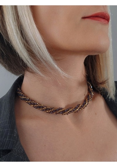 Eva Takı Etnik Bohem Sarmal Dönmeli Model Kristal Sarı Gold Boncuk Kolye Gümüş
