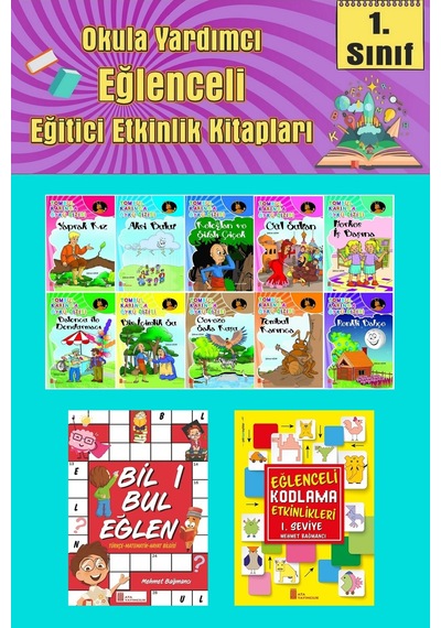 1.sınıflar İçin Okumayı Sevdiren 10 Lu Hikaye Seti -bil Bul Eğlen-kodlama 16 Okulda Evde Tatilde