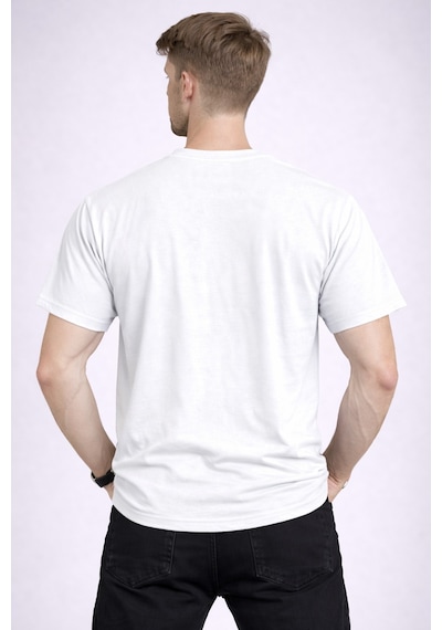 Herkesemoda Nyc Brooklyn Detaylı Basic T-shirt Beyaz