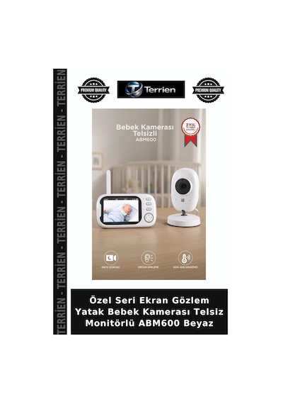 Özel Seri Ekran Gözlem Yatak Bebek Kamerası Telsiz Monitörlü Abm600 Beyaz