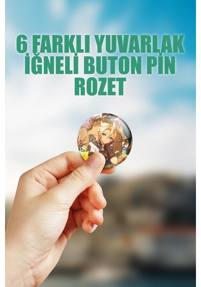 Albedo Genshin İmpact Çanta Süsü Rozet İğneli Buton Rozet Seti 6 Adet Çok Renkli