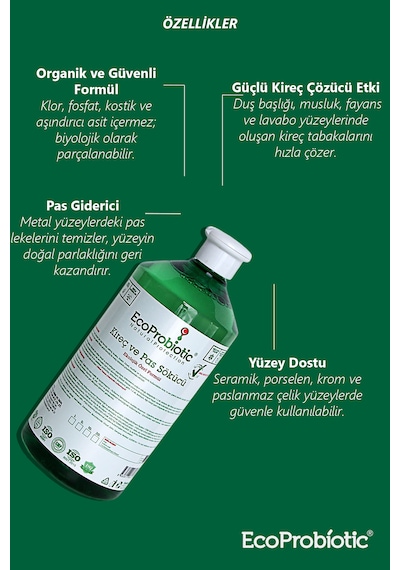 Organik Kireç Ve Pas Sökücü Sprey Güçlü Doğal Temizlik 1 Lt. Tekli