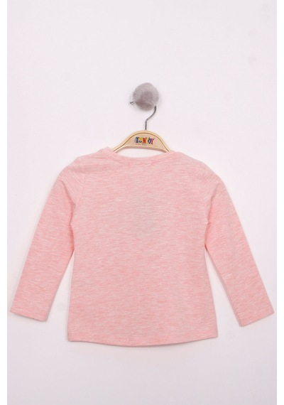 Toontoy Kids Toontoy Kız Çocuk Göğsü Pul Nakışlı T-shirt Pembe Melanj