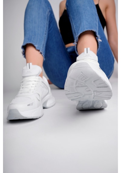 Mcdark Unisex Beyaz Günlük Snekars Spor Ayakkabı Topuk 4 Cm
