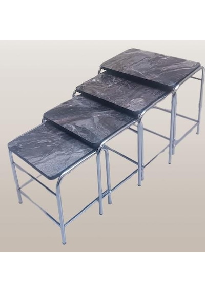 1448bng90221zigon Sehpa Demet Model Metal Nikelaj Ayak Açık Siyah Mermer Desen Tabla El Yapım