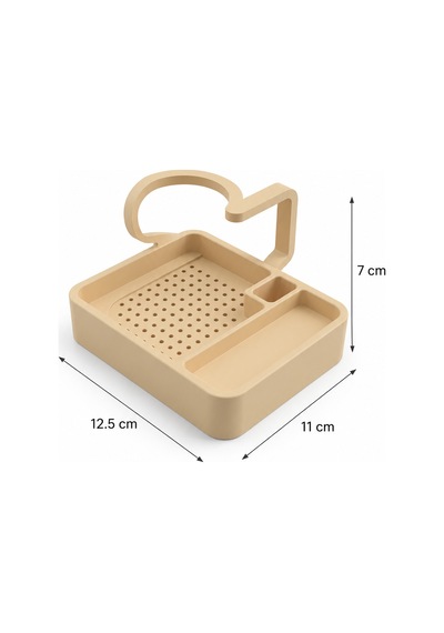 Kahve Sunum Tepsisi Çok Bölmeli Masa Üstü Organizer Kupa Fincan Standı Pla 12.5x11x7 Cm Krem Bej