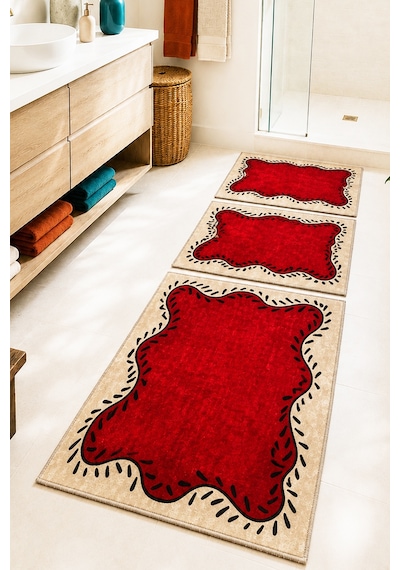 Orchat Orange 60x100 50x60 50x60 Kaydırmaz Tabanlı 3'lü Banyo Paspas Seti Takımı 3lü