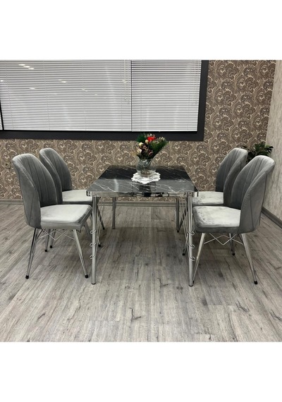 Mutfak Masa Sandalye Takımı Rodonit 80-120 Ck Gümüş 4 Kişilik Mutfak Masası Takımı Gümüş Mutfak Masa Sandalye Takımı Rodonit 80-120 Ck Gümüş 4 Kişilik Mutfak Masası Takımı Gümüş