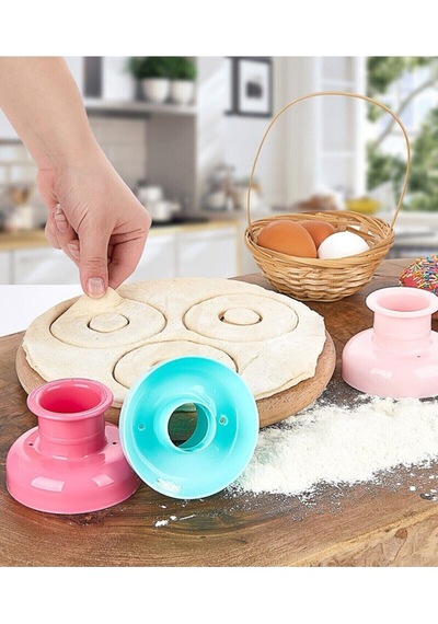 Donut Kek Kalıbı Yuvarlak Hamur Kesici Plastik Bordo Diğer