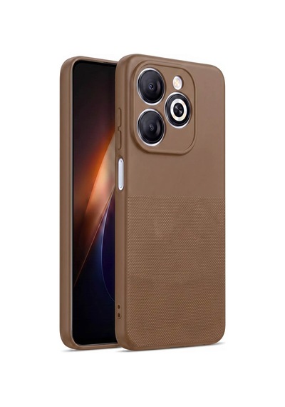 Infinix Tecno Spark Go 2024 / Smart 8 Serisi / Pop 8 / Spark 20c / Hot 40i Uyumlu Kamera Korumalı Tırtıklı Kaymaz İçi Kadife Yumuşak Silikon Kılıf-54277 Kahverengi