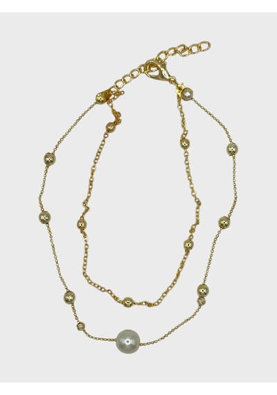 Arnes Jewelry Çelik Dorikalı İncili Halhal Ar588nes Gold