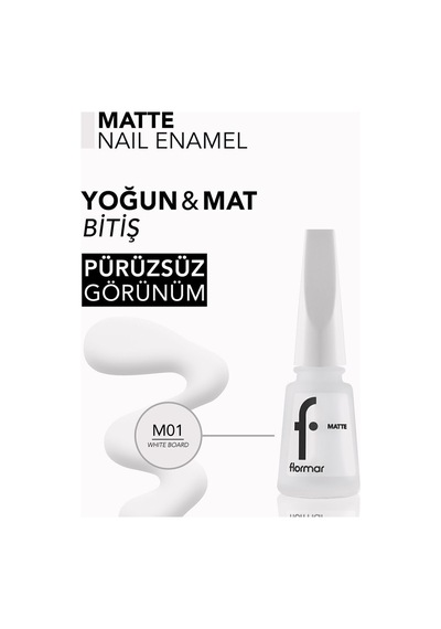 Flormar Oje - Matte Nail Enamel M01 White Board 8690604189625