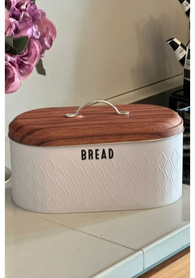 Makri Home Ekmeklik, Metal Ekmeklik, Ekmek Sepeti ,yerli Üretim 34 Cm X 19 Cm X 16 Cm Beyaz