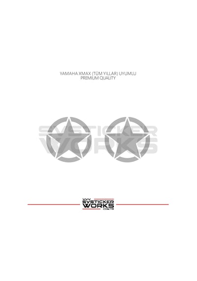 Yamaha Xmax Yıldız Sticker Yan Grenaj Desen İkili Sticker Gri