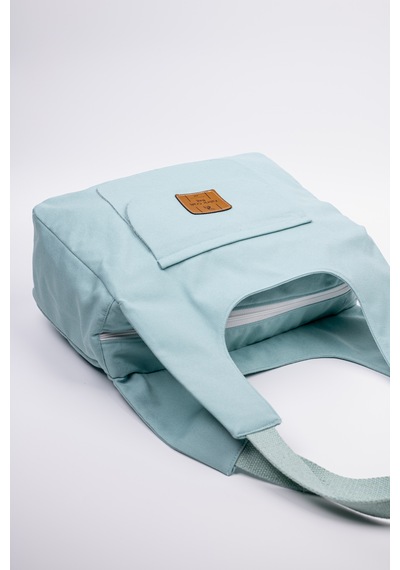 Fabric Craft Bag Omuz Çantası Turkuaz Kanvas 30x25 Cm Fermuarlı Astarlı Turkuaz