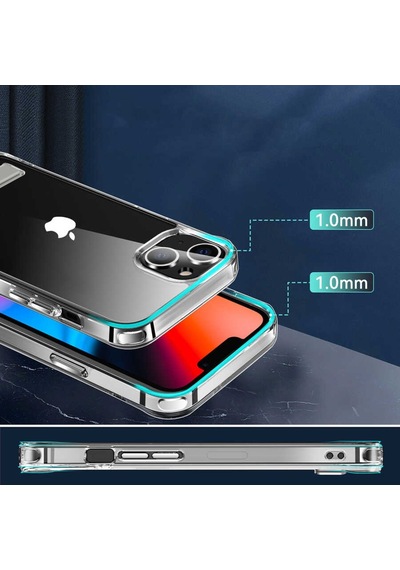 Apple Uyumlu iPhone 14 Kılıf Standlı Şeffaf Silikon Zore L-Stand Kılıf Renksiz